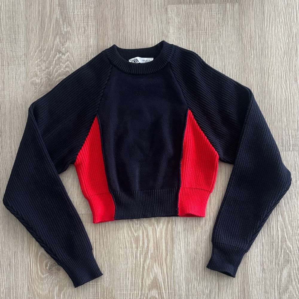 Zara Blue and Red Crop Top